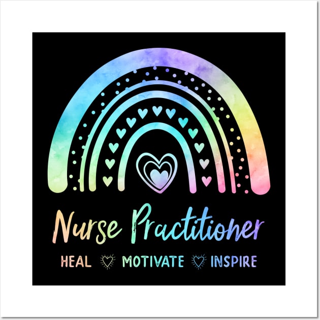 Nurse Practitioner NP Watercolor Rainbow Nursing Wall Art by ARTBYHM